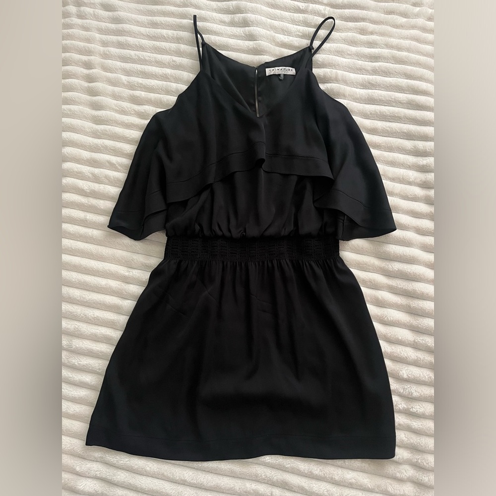 TRINA TURK Black Off The Shoulder Silk Dress Style# TD173005 • Size Large